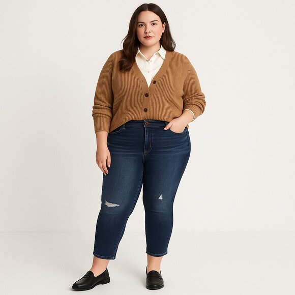 🌟 Silver Jeans Co. Avery Skinny Crop, Plus 22 Dark Wash, High-Rise, Stretch - Picture 4 of 14